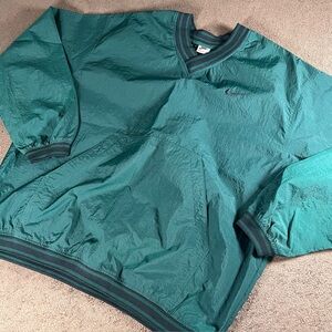 VINTAGE NIKE SWOOSH PULLOVER WINDBREAKER JACKET HUNTER GREEN MENS XL 90’S RETRO